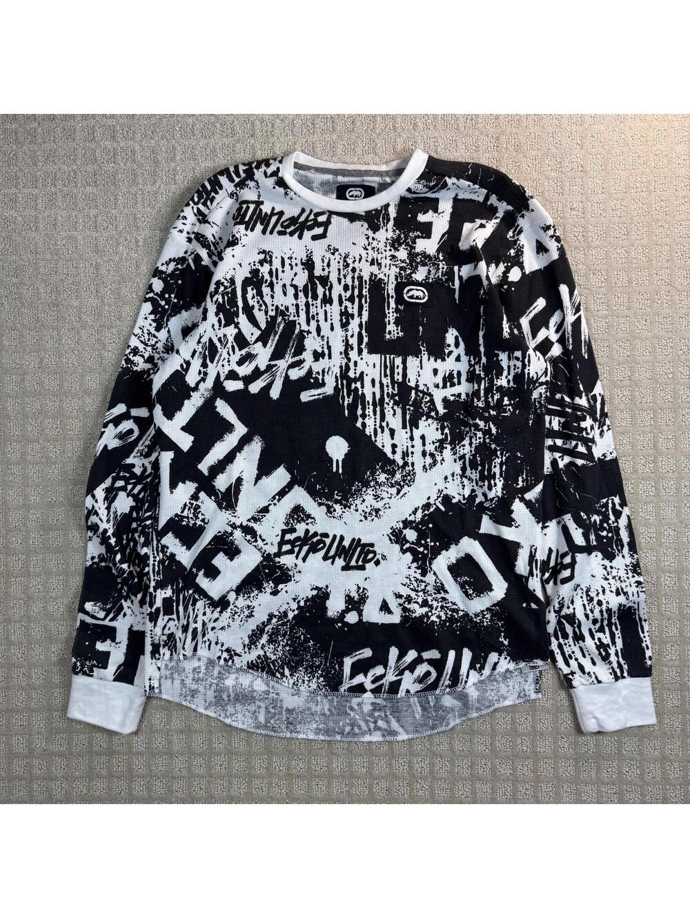 Vintage Ecko Unltd Graffiti All Over Thermal Shirt M